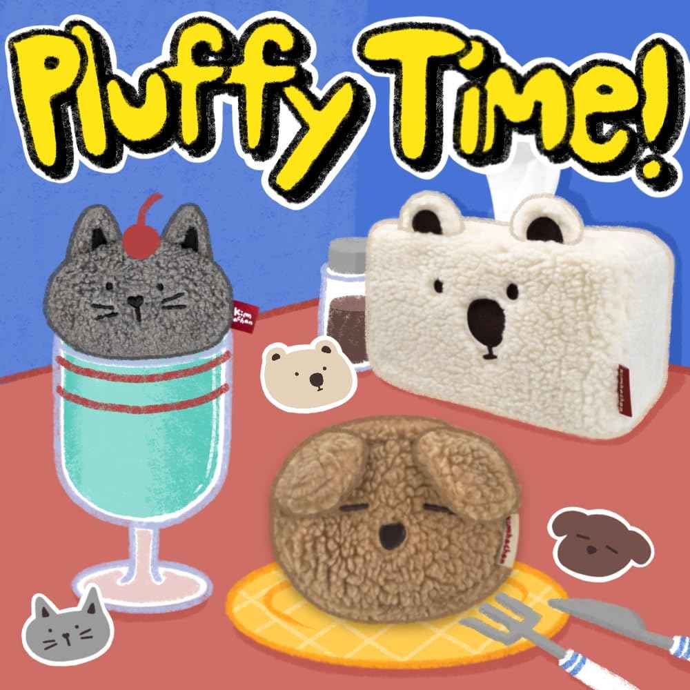 kimhachan Pluffy Character Pouch with Carabiner | Cute Mini Accessory Bag Pocket Organizer for Women Makeup Organizer Case (Umahji (Brown))