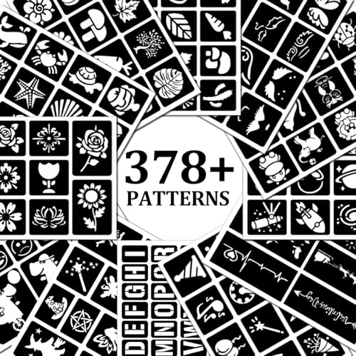 387 Temporary Tattoo Stencils for Face & Body Art