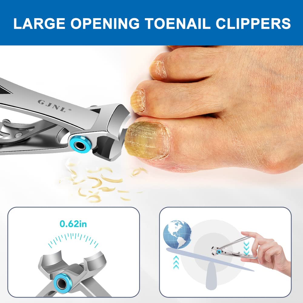 Toenail Clippers for Seniors Thick Nails - 37mm/16mm Wide Jaw Opening Large Mouth Toe Nail Clippers, 5PCS Heavy Duty Toenail Clipper for Men Seniors Perfect Gifts for Men Women