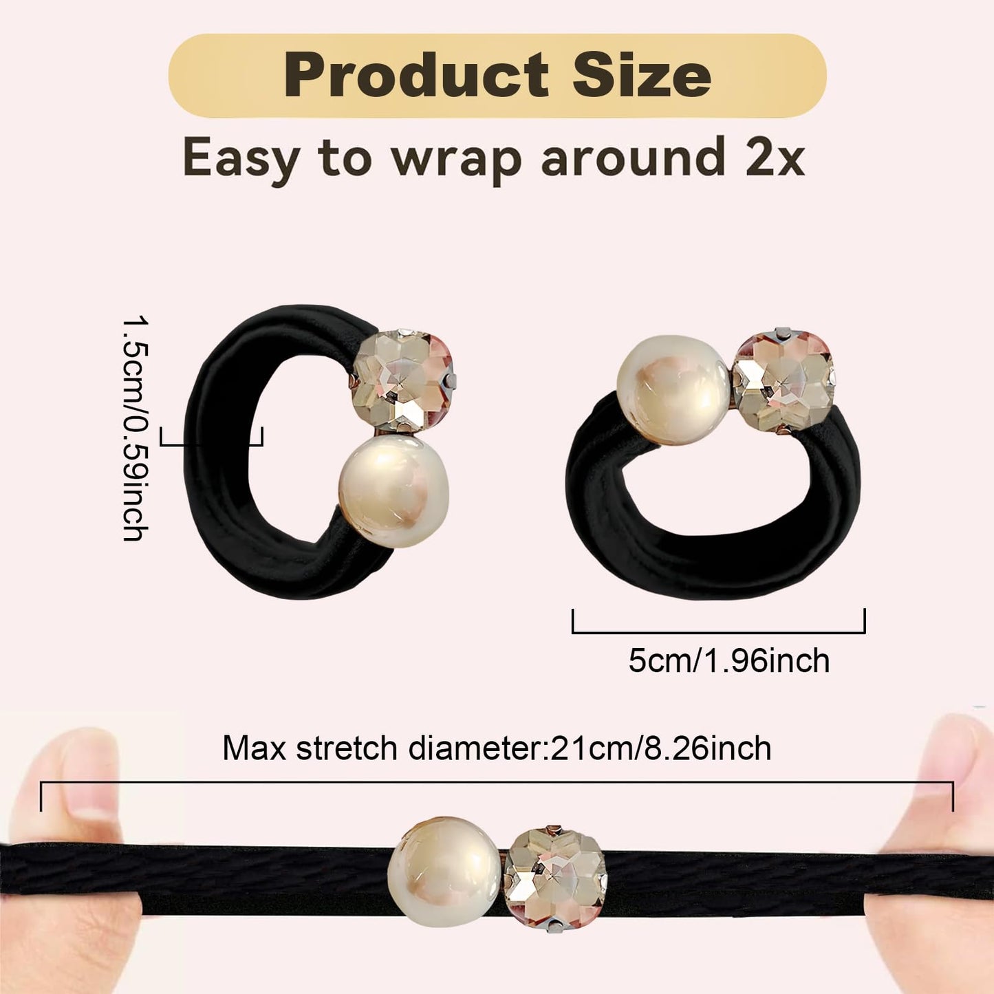 4Pcs Pearl Hair Scrunchies for Women, UNLONLEG Sparkling Diamonds Hair Rope, Rhinestone Hair Ties, Cotton Scrunchies for Women Ponytail Hair Accessories for Girls(A#)