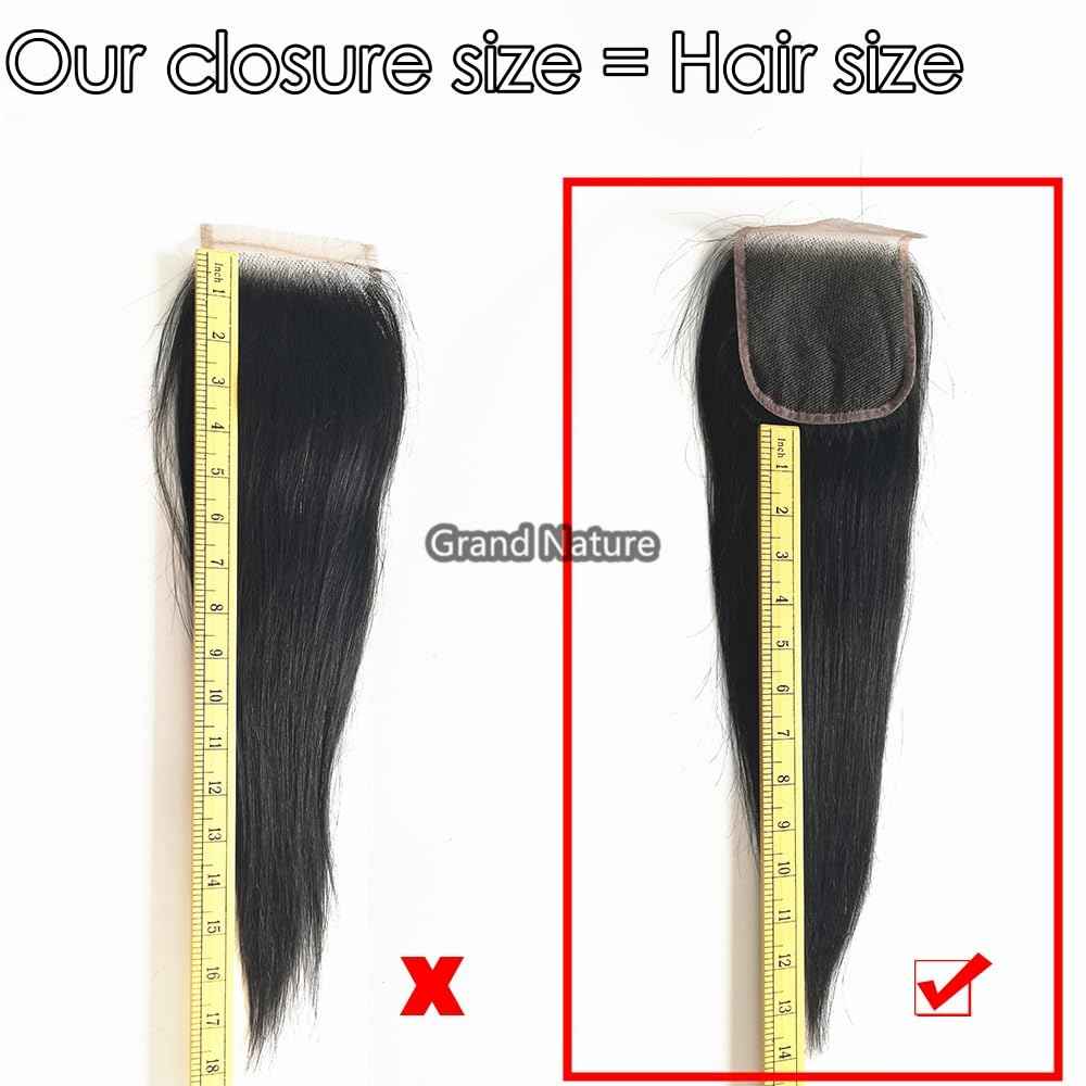 Grand Nature 5x5 HD Lace Closure, Virgin Human Hair Lace Closure Straight, Pre Plucked Natural Hair Line With Bleachable Knots