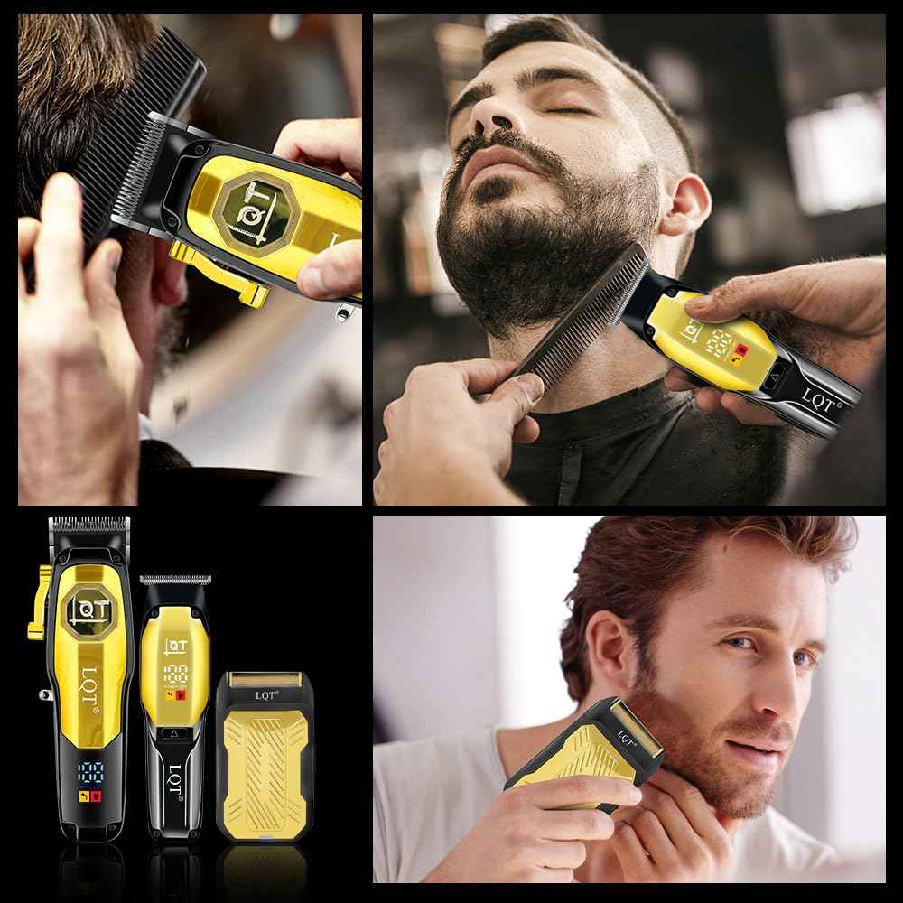 LQT Professional Hair Clippers for Man,Hair Clippers Electric Shavers Razor T-Blade Hair Trimmer, 3 in 1 Cordless Barber Trimmer Bald Shavers LED Display Gifts (3PCS)