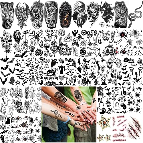 52 Sheet Halloween Temporary Tattoos for Kids & Adults - 200+ Designs