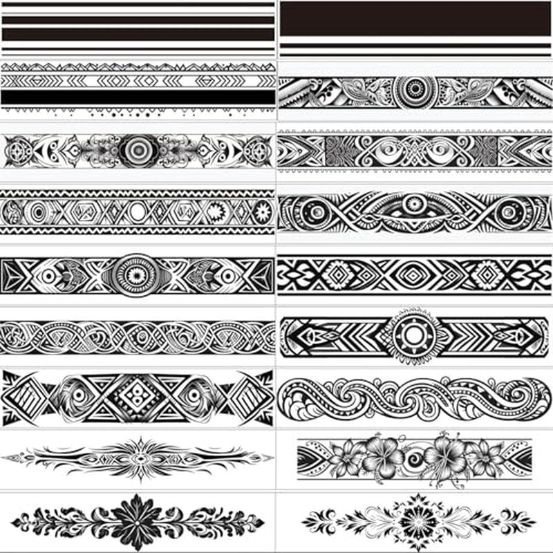 18-Pack Armband Temporary Tattoos - Waterproof Tribal Designs