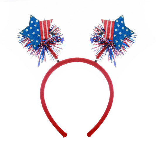 Aceorna 4th of July Headbands Stars Patriotic Head Boppers Independence Day Head Band for Women and Girls (Style B)