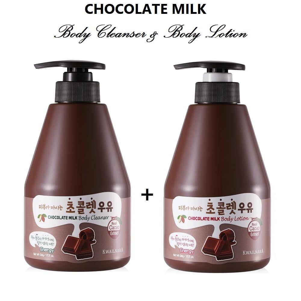 WELCOS KWAILNARA Milk Body Cleanser and Body Lotion Set (560 g / 19.75 oz. each) (Chocolate Milk)