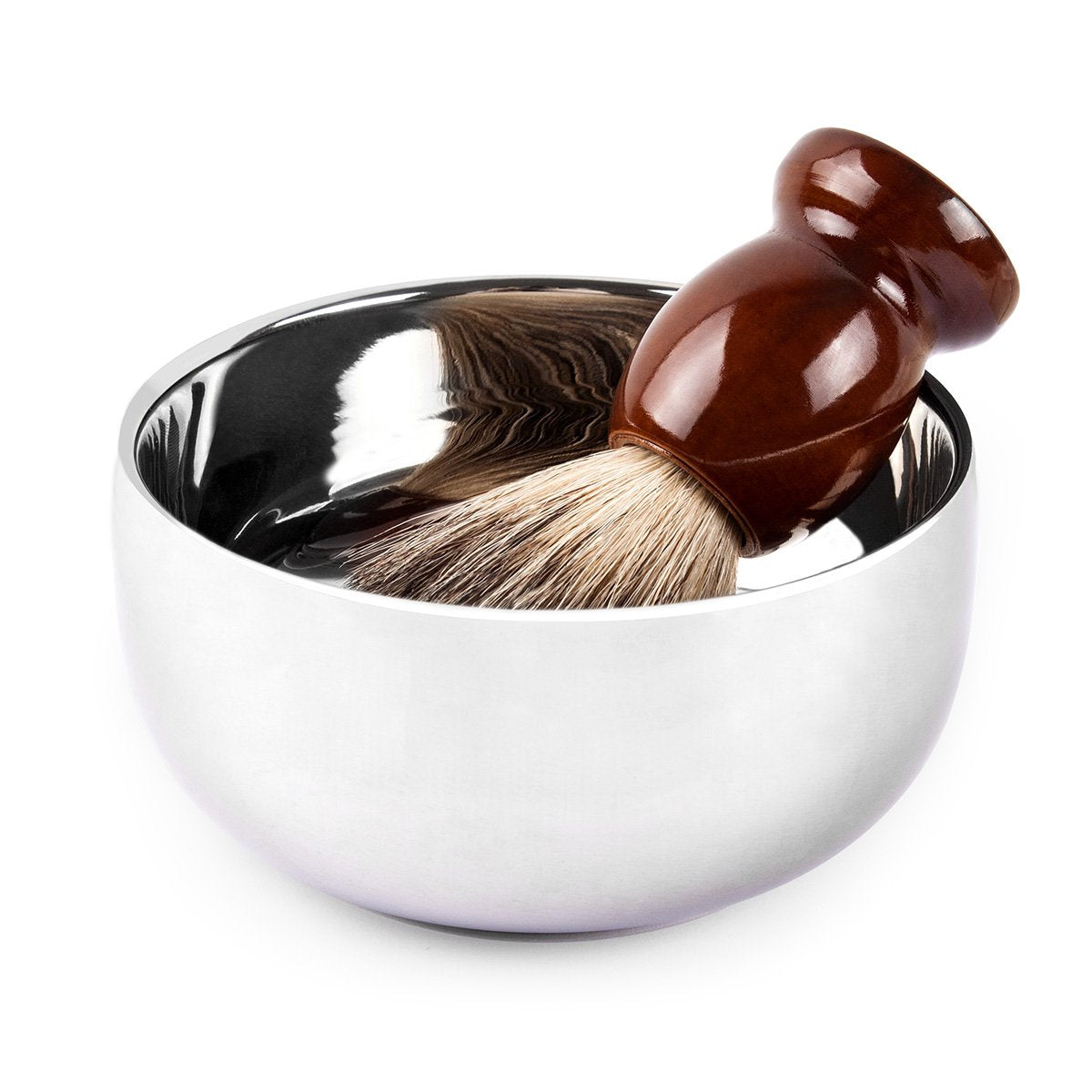 QSHAVE Stainless Steel Shaving Bowl with Lid 4 Inch Diameter Large Deep Size Chrome Plated Shinning Finish