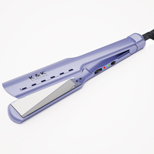 K&K 1.73 Hair Straightener for Thick Hair, Extra Wide Flat Iron with Adjustable Temperature(290-450℉) Ceramic Coated Floating Panel, 30s Fast Heating, Dual Voltage, for Thick Curly Hair
