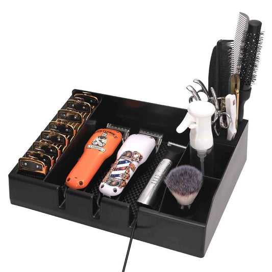 Barber Clippers Tray Station Hair Trimmer Holder Multifunctional Razors Case Stylist Hairdressing Combs Clips Scissors Holder(12.87" X 8.9")