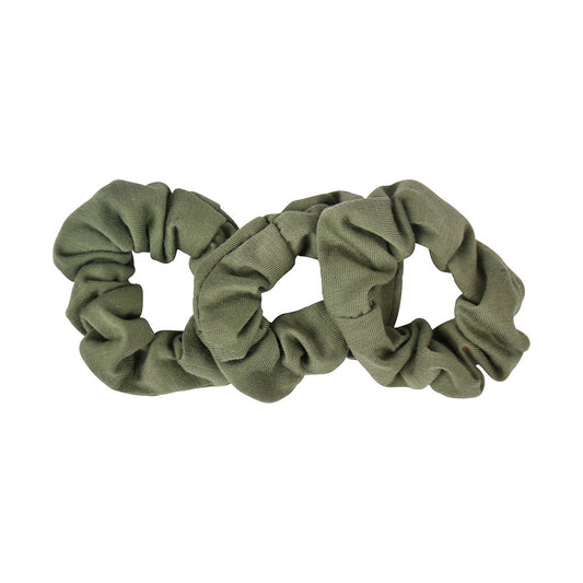 Small Scrunchies Cotton Hair Bobble - Set of 3 - Olive Green