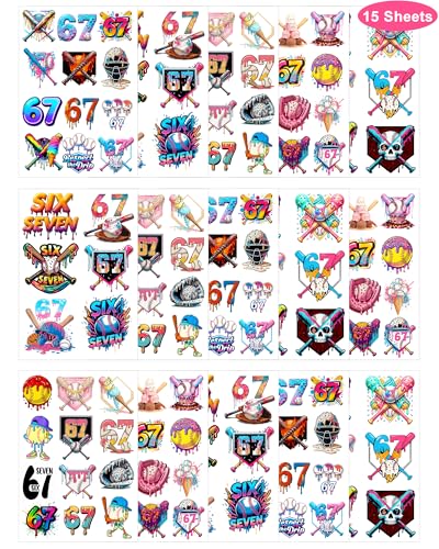 166Pcs Drip Baseball Temporary Tattoos - 15 Sheets