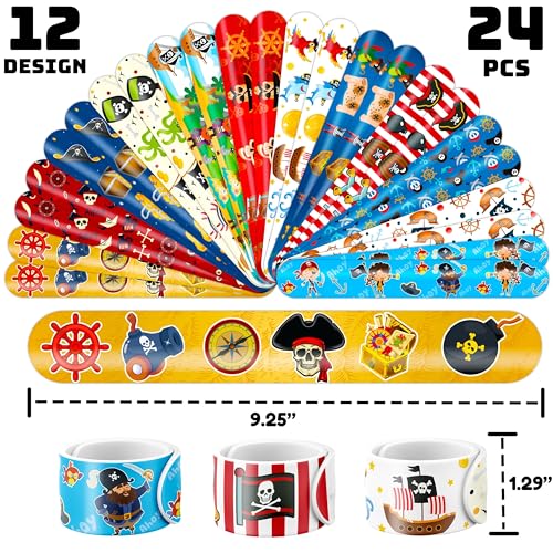72-Piece Pirate Party Favors Set - Temporary Tattoos & Slap Bracelets