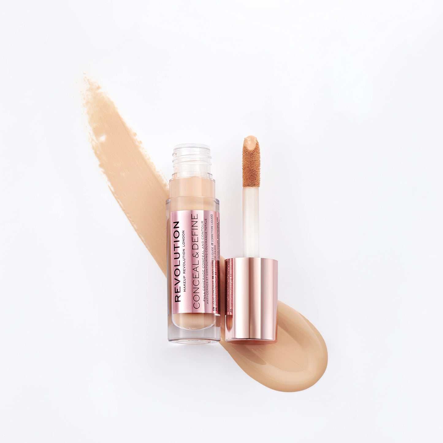 Makeup Revolution Conceal and Define Concealer, Full Coverage & Matte Finish, C7.5 for Medium/Tan Skin Tones, Vegan & Cruelty-Free, 0.7 Fl Oz