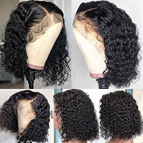 13x6 Curly Bob Wig Human Hair Deep Curly Wave Lace Front Human Hair Wigs for Black Women Brazilian Curly Wig Short Bob Lace Frontal Wigs Pre Plucked with Baby Hair Natural Hairline 180% Density