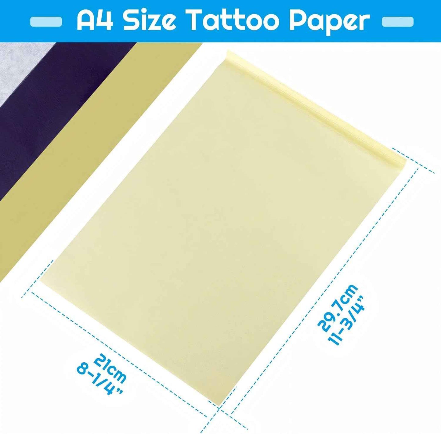 Tattoo Transfer Paper, Urknall 100 Sheets Tattoo Stencil Paper A4 Size Transfering Papers 4 Layer Tracing Papers Thermal Stencils Paper DIY and Thermal Print Tattooing Supplies