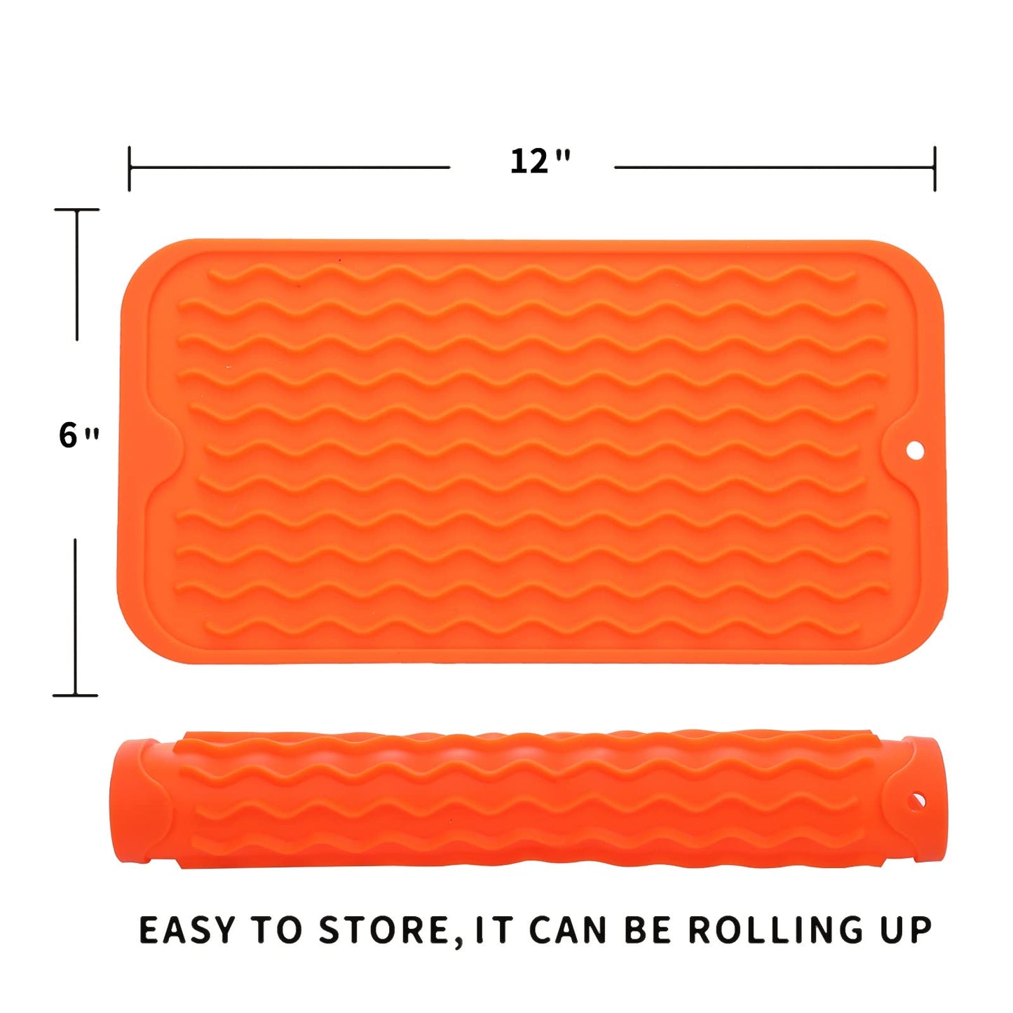 MicoYang Silicone Dish Drying Mat for Multiple Usage,Easy clean,Eco-friendly,Heat-resistant Silicone Mat for Kitchen Counter,Sink,Bar,Bottle,or Cup Orange S 12 inches x 6 inches