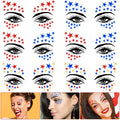 4th of July Face Gems - 6 Patriotic Rhinestone Stickers