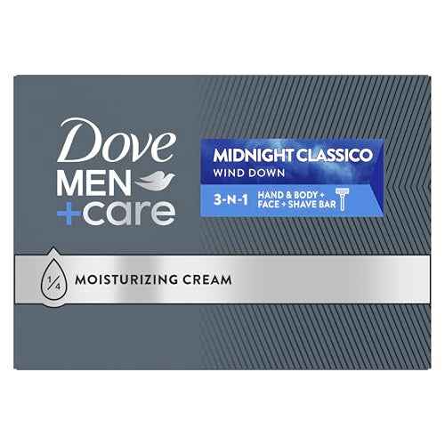 DOVE MEN + CARE Hand & Body Face + Shave Bar Midnight Classico 10 count For Hydrated, Smooth Skin 3.75 oz