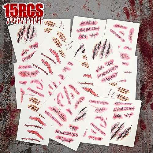 110PCS Halloween Fake Scars Temporary Tattoos Kit