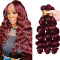 99j Burgundy Loose Deep Wave Human Hair 3 Bundle