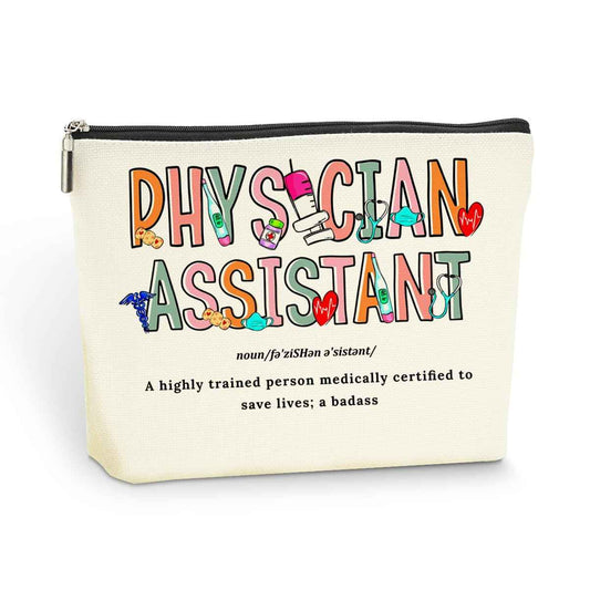 Physician Assistant Noun Physician Assistant Gifts Makeup Bag Cosmetic Bag, Appreciation Thank You Gifts for Women Medical Future PA Physician Assistant Christmas Birthday Toiletry Bag Accessories