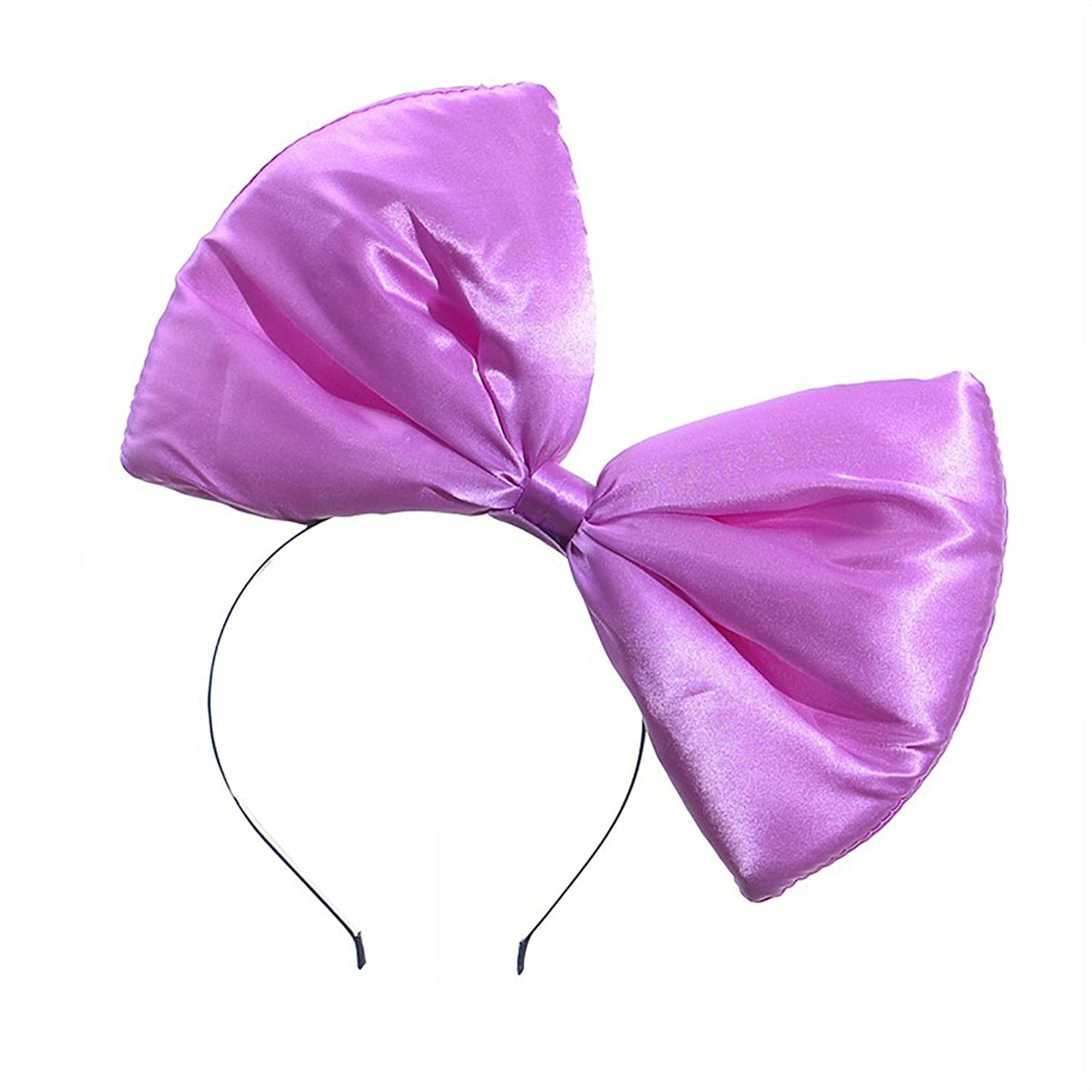 Faylay Women Solid Color Cloth Big Bowknot Headband Cute Bow Knot Headwear for Cosplay Party (Purple)