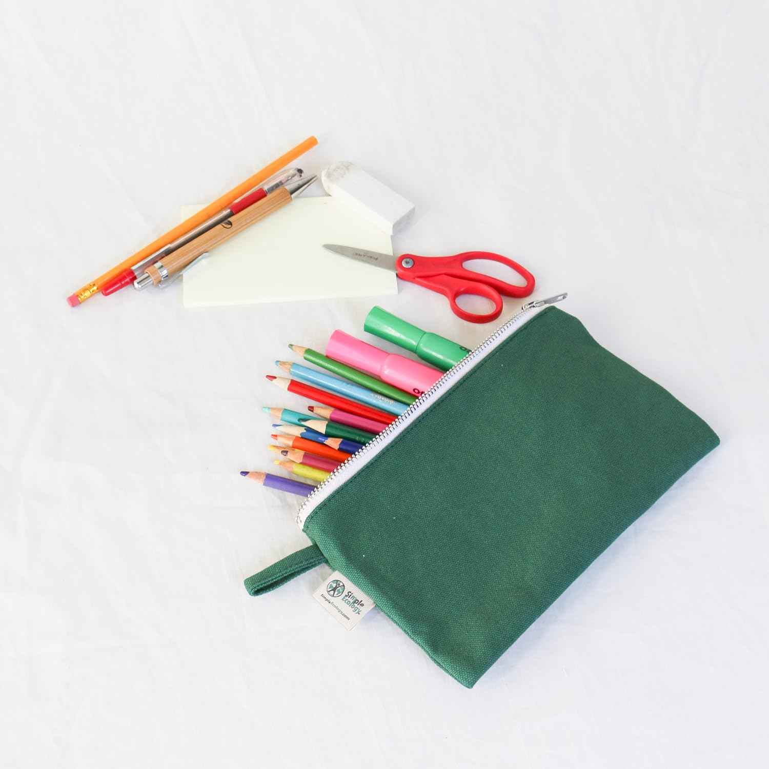 Simple Ecology Organic Cotton Canvas Zipper Toiletry, Cosmetic, Travel, Pencil Pouch - Green
