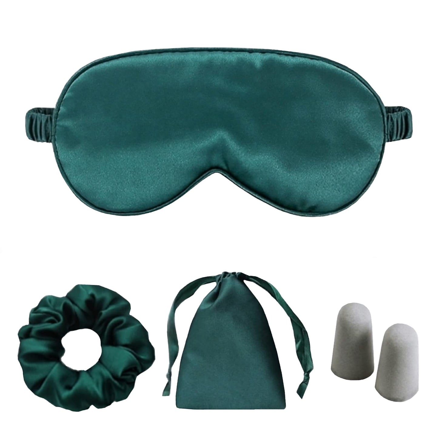 LCBD Silk Satin Sleeping Eye Mask, Dark Green Sleep Eye Mask Night Blindfold for Women and Men, Soft Breathable Blackout Eyeshade Eye Cover for Travel, Wedding Bridesmaid Gift