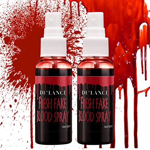 2 PCS Washable Fake Blood Spray,Halloween Fake Blood Splatter, Liquid Blood for Clothes,Skin and Eye Drops,Squirt Fake Blood Makeup for Vampire Monster Zombie Bride and Costumes,100g(3.53 Oz)