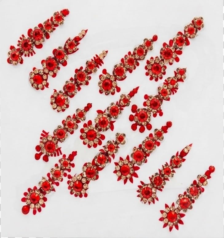 13 Long Crystal Bindis Handmade Face Jewels for Bridal & Party