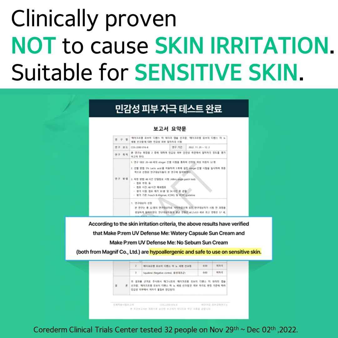 MAKE P:REM UV Defence me. No Sebum Sunscreen, SPF 50+ PA++++ Reef-Safe Silky Texture with Poreless and Matte Finish, UVA/UVB Protection, Korean Sunscreen, 1.69 fl. oz. (50ml)