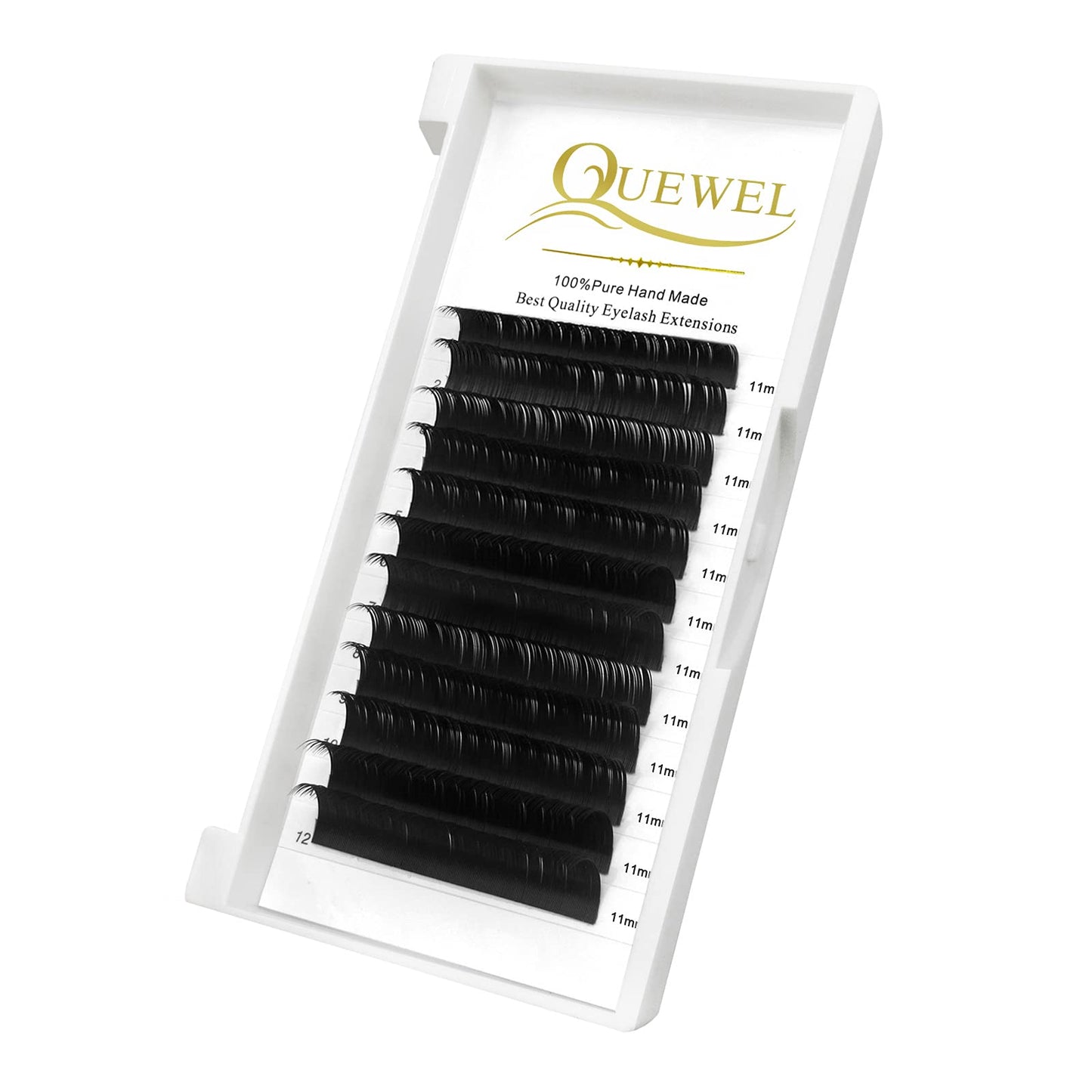 QUEWEL Eyelash Extension Supplies 0.07 D Curl 11mm Classic Individual Lash Extensions|Optinal 0.03/0.05/0.07/0.10/0.15/0.20 C/D Single 8-25mm Mix 8-14mm 15-20mm 20-25mm|(0.07 D 11mm)