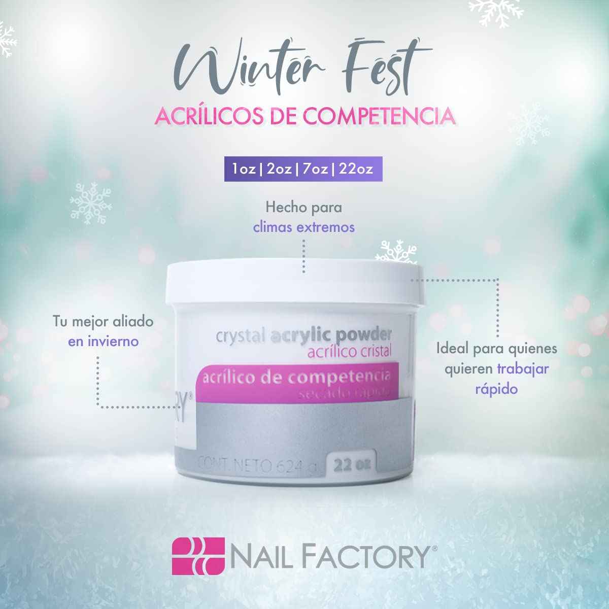 NAIL FACTORY - PROFESSIONAL GRADE FAST SET CLEAR ACRYLIC POWDER 7 OZ, Professional Acrylic Powder for Sculpting & Building Nails.