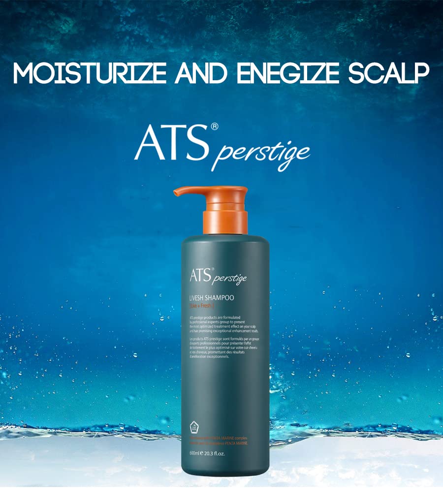 ATS Perstige Livesh Shampoo, 600ML, 20.29 fl.oz, Refreshing, Hair Loss and Growth Silicone Free Shampoo