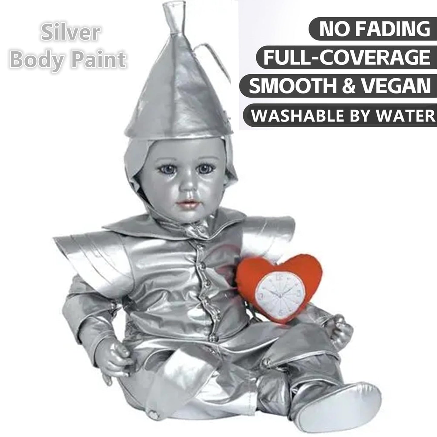 Go Ho Metallic Silver Body Paint Washable(2.37 oz),Water Based Cream Silver Face Body Paint,Full Professional Silver Face Paint for Halloween Costumes Festivals Cosplay SFX Makeup