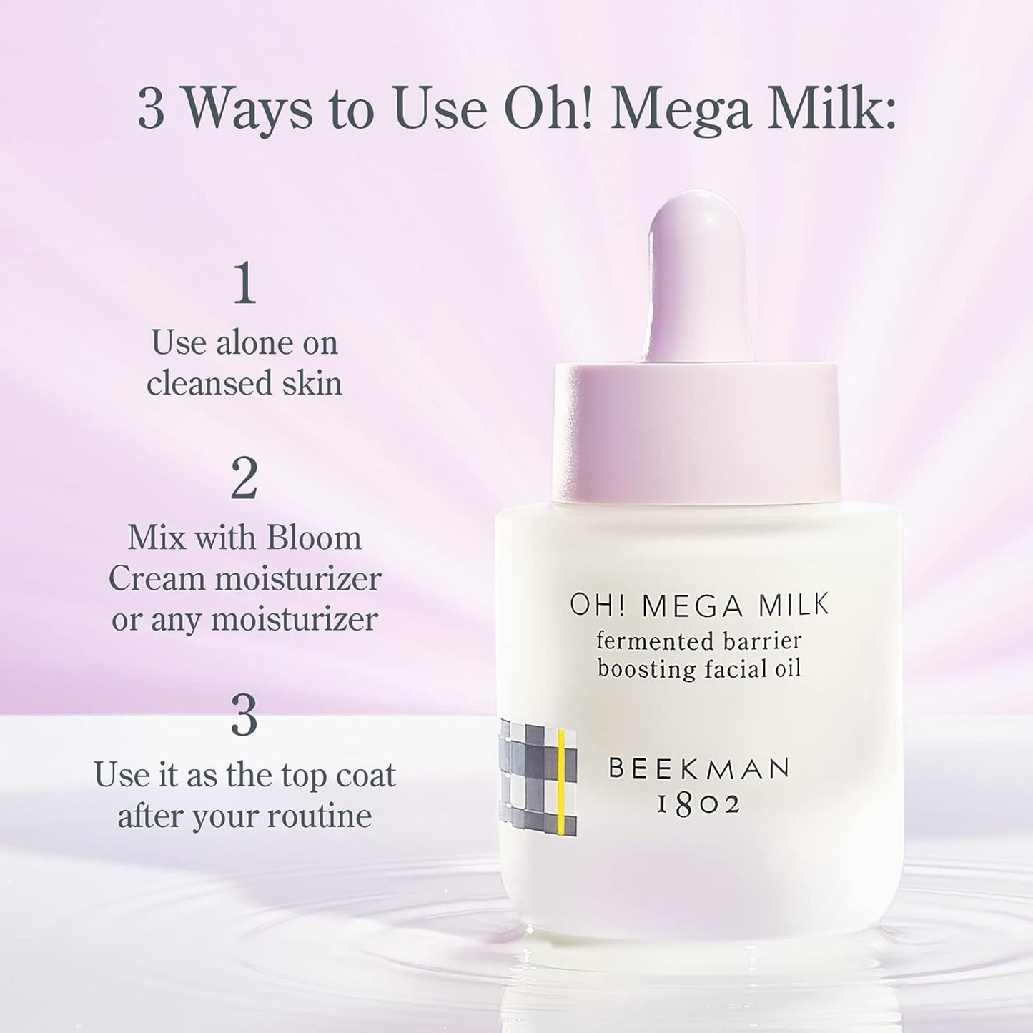 Beekman 1802 Oh! Mega Milk Facial Oil - Niacinamide & Vitamin C - Barrier Boosting - Fragrance Free - 0.5 fl oz - Intensely Hydrates & Softens - Cruelty Free