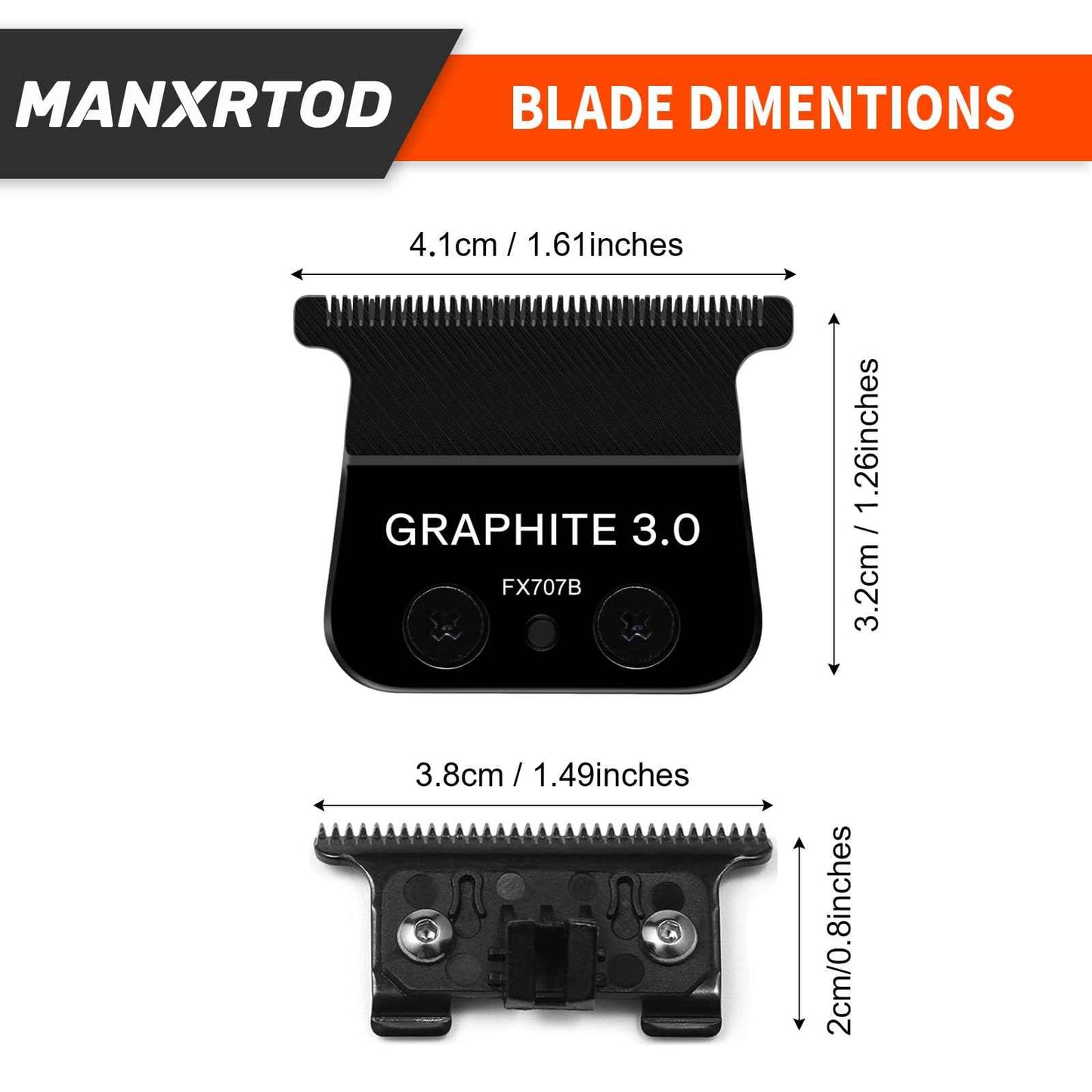 GRAPHITE 3.0 Replacement Blade for All BaByliss PRO FX787 & FX726 Trimmers, Ultra Precise FX707B Replacement Blades Compatible with BaByliss Trimmer Blades, Black