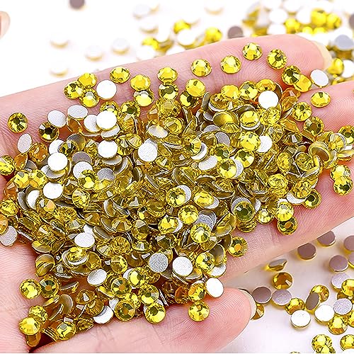 720pcs Lemon Yellow Flatback Crystal Rhinestones Half Round Glue Fix Rhinestone Diamantes Gems for Crafts Nail Art -SS20/4.6-4.8mm