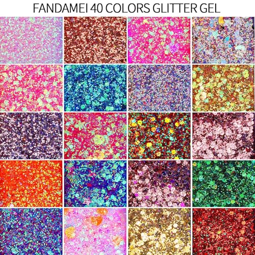 Fandamei 40 Colors Face Glitter Gel - No Glue Needed