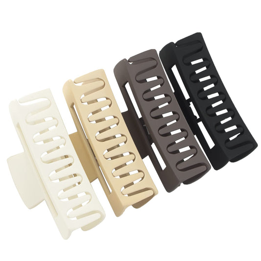 4pcs Rectangle Hair Clips for Women Girls, 3.5'' Non Slip Hair Claw Clips for Thin Hair and Thick Hair, Hair Clip Square Hair Jaw Clips, Hair Clamps Strong Hold Clips for Hair (neutral)