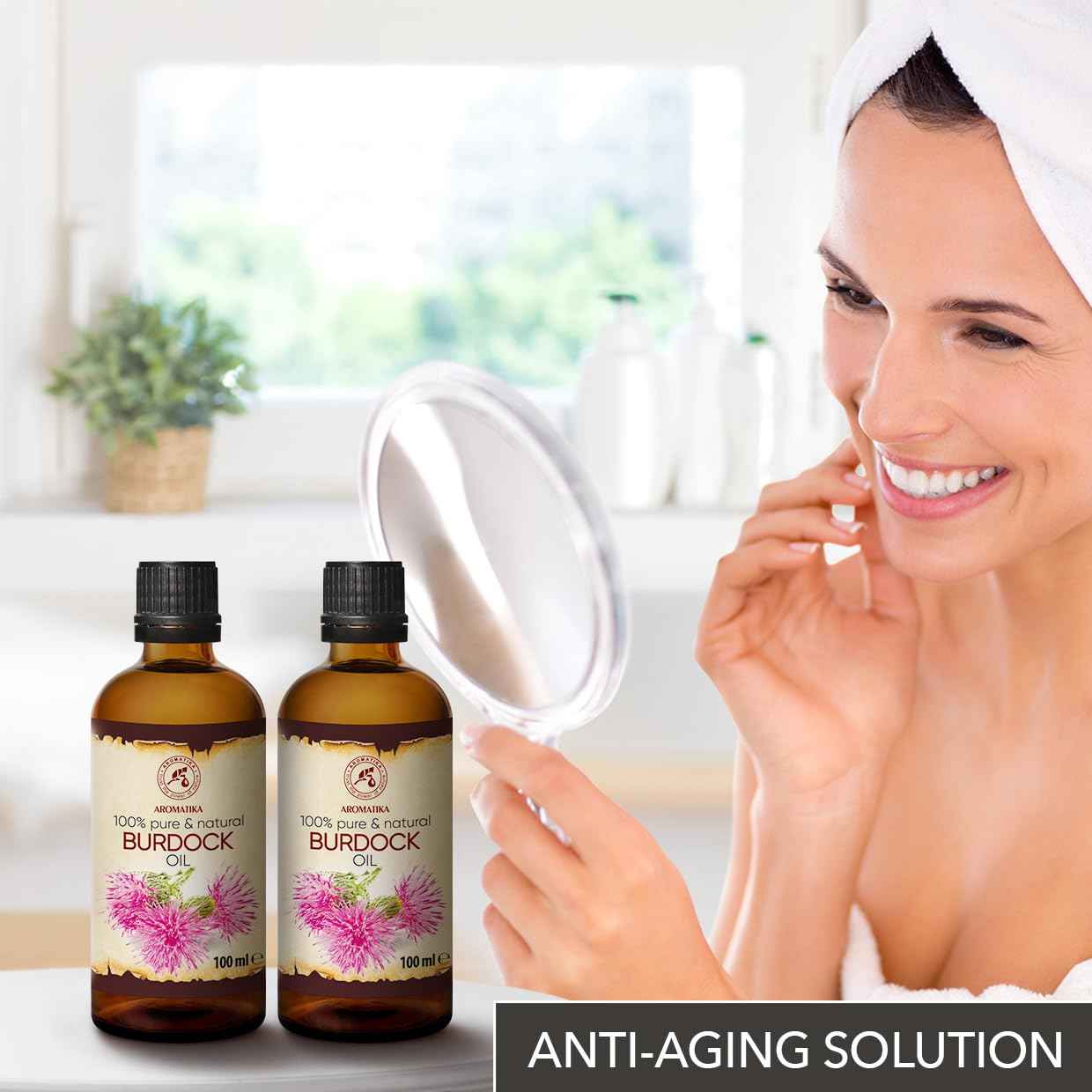 AROMATIKA Burdock Root Oil Set 2 x 3.4 Fl Oz - 6.8 Fl Oz - 100% Pure & Natural - Arctium Lappa for Hair & Scalp - Carrier Oil for Nails - Skin - Lips - Face & Body Care