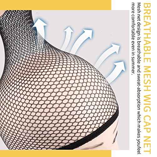 Fandamei Wig Caps, 4PCS Wig Caps Mesh Net Open End, Black Wig Cap for women, Nylon Mesh Wig Cap Net Strength Black