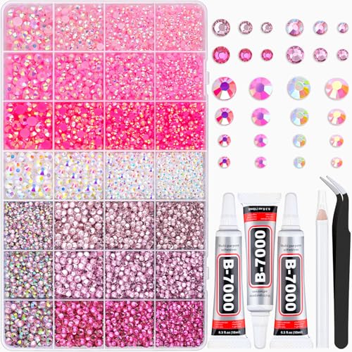 20,000 Pcs Pink Flatback Rhinestones Bedazzling Kit with B7000 Glue