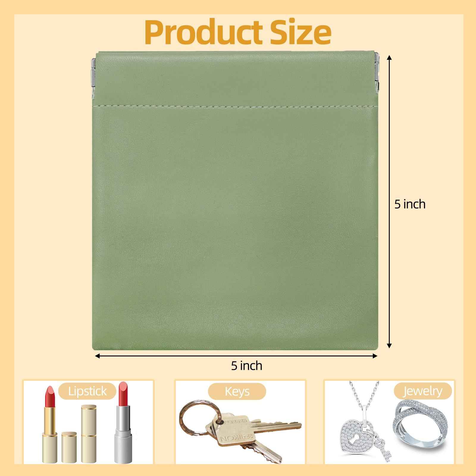 WRINGKIT 18 Pcs Snap Closure Pouches, Small 4.7 Inch Squeeze Coin Purse Pouch, Waterproof Portable Mini Makeup Bag, No Zipper Self-Closing Pocket Cosmetic Bag for Women Jewelry Lipstick Headphones