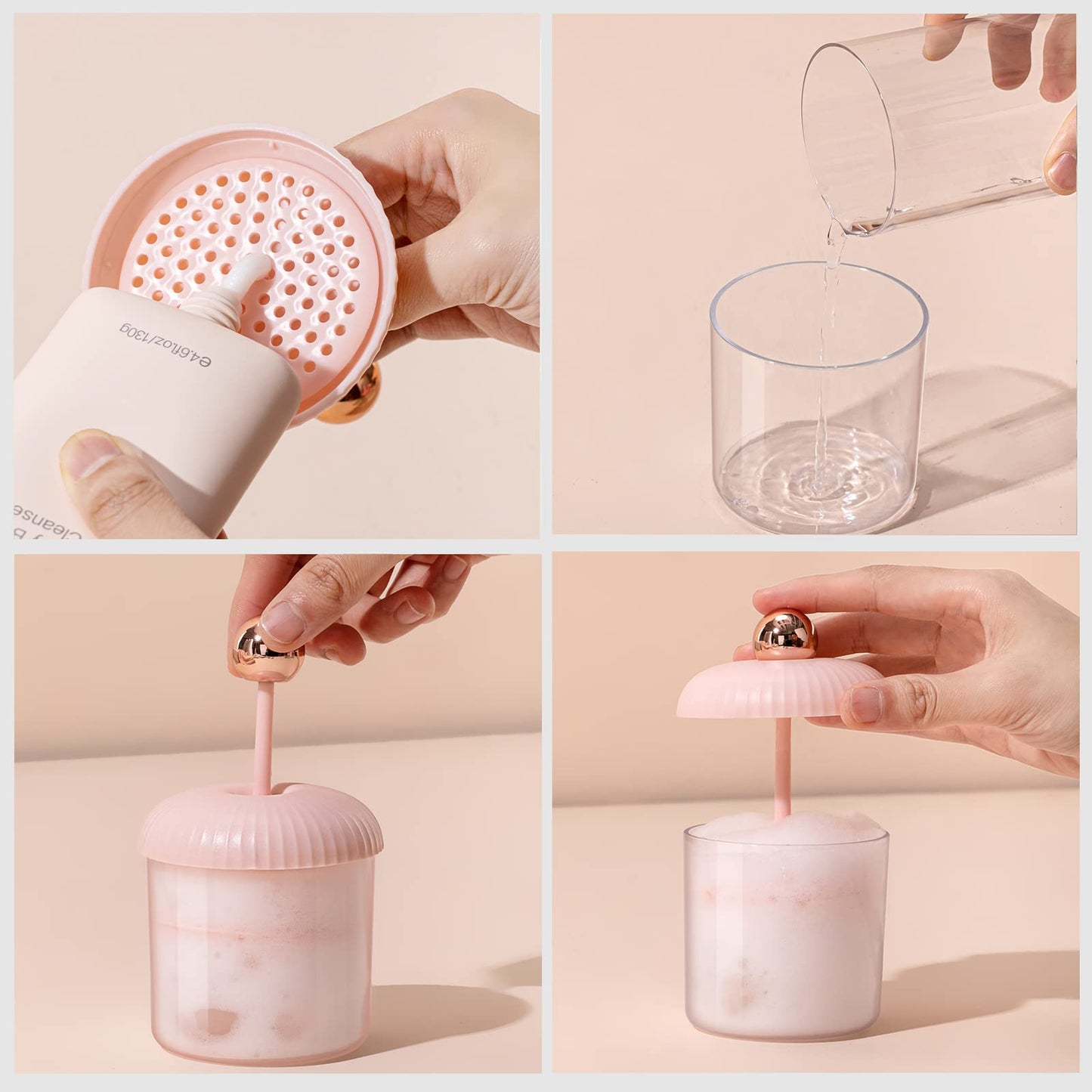 Asion Foam Whip Maker,Rich Foam Maker for Face Wash Foamer, Foam Cleanser and Face Wash,Skincare ToolsPink