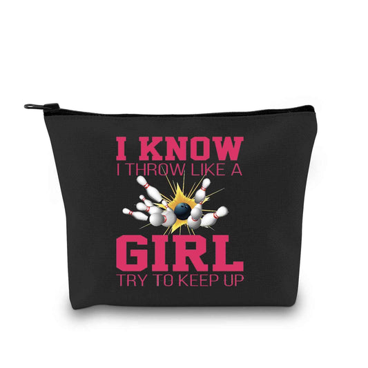 GJTIM Bowling Gift Bowling Lover Cosmetic Bag Bowling Travel Zipper Pouch for Bowling Team (Keep Up Bowling Bag)