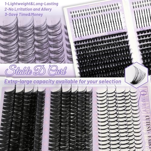 DIY Lash Extension Kit - 1676 Pcs D Curl Spike & Bottom Lashes