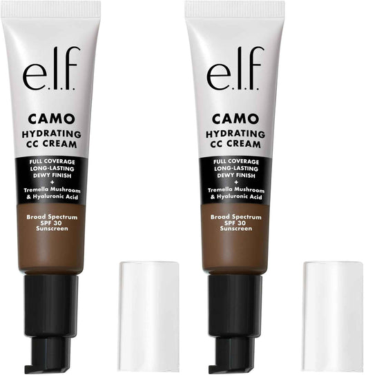 e.l.f. Hydrating Camo CC Cream, SPF 30, Color Correcting Full Coverage Foundation For A Dewy Finish, Vegan & Cruelty-Free, Rich 610 N (Pack of 2)
