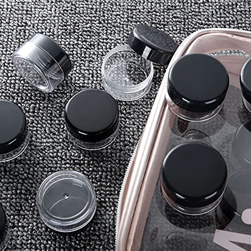 100 Pieces Sample Empty Containers, 20g Clear Cosmetic Container Jars with Lids, Plastic Pot Makeup Jars for Cosmetics, Cream, Lip Balm, Lip Scrub, Ointments-Leak Proof
