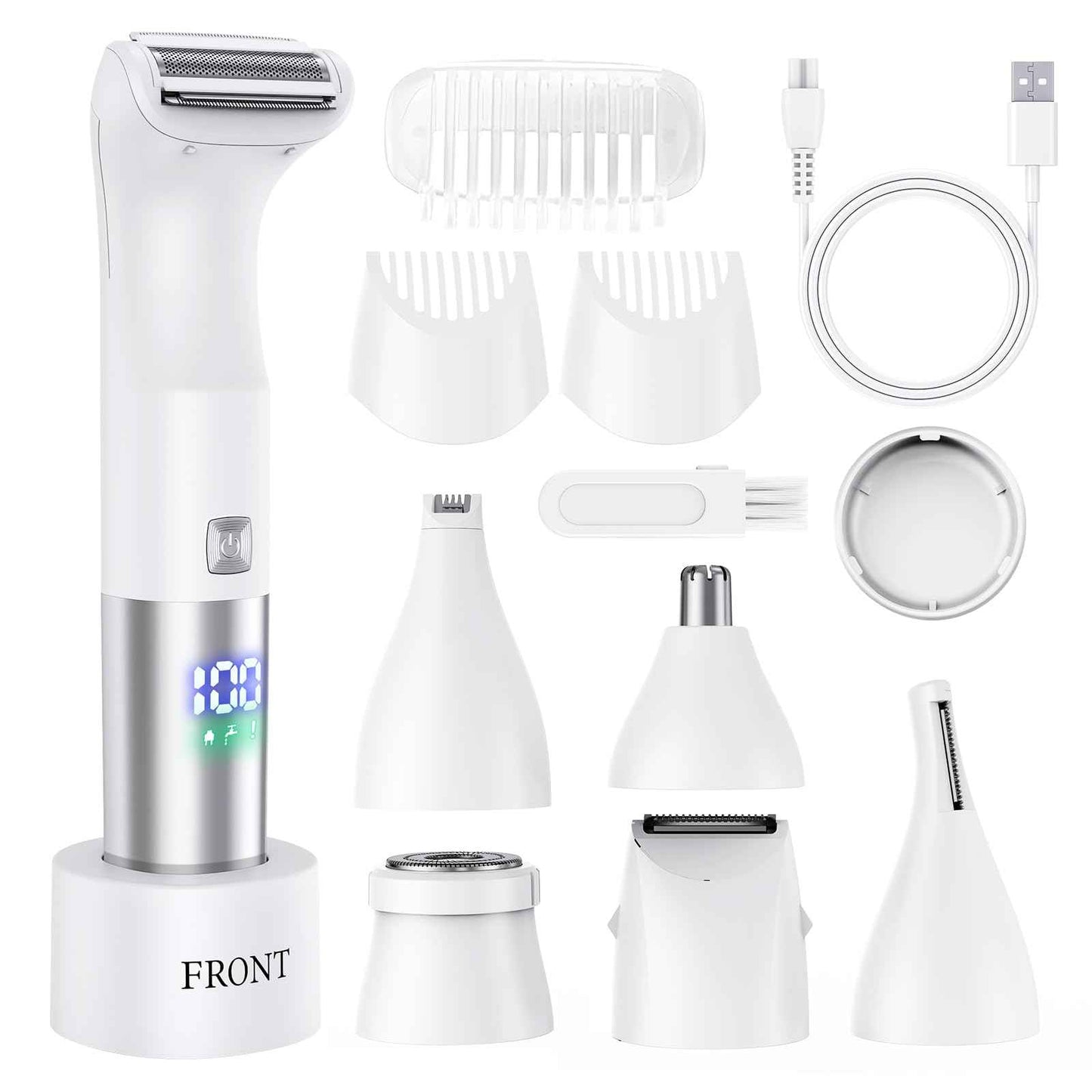 Bikini Trimmer for Women - 6 in 1 Electric Razors for Women, Cordless Rechargeable Electric Shaver, IPX7 Waterproof Wet Dry Lady Body Hair Remover for Face Nose Eyebrow Arm Leg Pubic Armpit